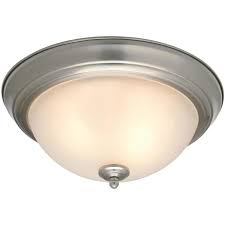Commercial Electric 13 In 2 Light Brushed Nickel Flush Mount With Frosted Glass Shade 2 Pack Efg8012a Bn The Home Depot