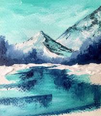 Winter Lake Acrylic Painting Easy