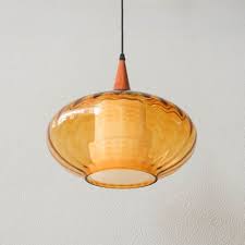 Portuguese Amber Glass Pendant Lamp