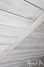 how to whitewash a plank wall and ceiling