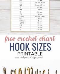 Crochet Hook Sizes Comparison Chart Rescued Paw Designs