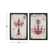 Red Candelabra And Chandelier Wall Art