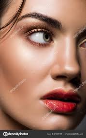 attractive model posing makeup face