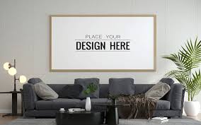 poster frame in living room free mockup