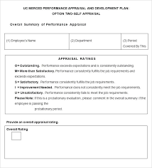 Employee Performance Evaluation Form Template Connections Recruiting
