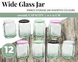 12 X Large Glass Jars Plastic Lid