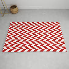 red and white herringbone pattern rug
