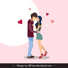 kissing boy valentine icon cartoon