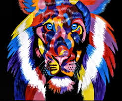 Multi Coloured Lion Painting 04