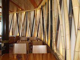 Rolled bamboo with solid fitted timber adds extra reinforcement, while individual pole spacing is ideal for those seeking privacy over protection. Restaurant Review Izumi Royal Caribbean Blog Restaurant Interior Design Bamboo Restaurant Interior Design Institute
