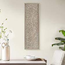 Carved Wood Panel Wall Decor In Natural