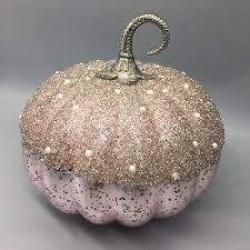 Pink Mercury Glass Pumpkin Faux Pearl