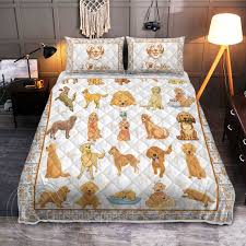 I Love Golden Retriever Quilt Bed Sets