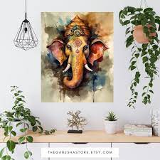 Lord Ganesh Wall Art Ganesha Watercolor