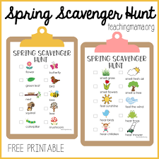 Keep the kids busy with these games and help them practice teamwork. Spring Scavenger Hunt