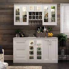 Home Wine Bar Cabinet 7 Piece Set With