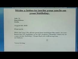 letter to uncle to invite on birthday