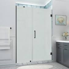 Aston Belmore Xl 57 25 58 25 In X 80 In Frameless Hinged Shower Door With Ultra Bright Frosted Glass In Oil Rubbed Bronze