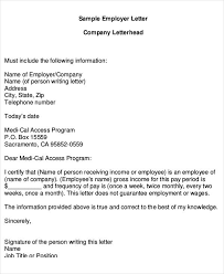 Employer Proof Of Income Letter Employment Letter Sample