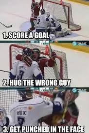 10% of profits donated to planting trees with @americanforests. Funny Hockey Meme Hug The Wrong Guy Picture For Facebook