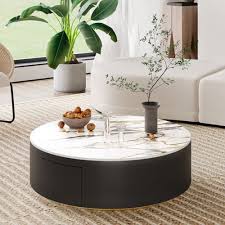 Round Pedestal Storage Coffee Table