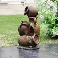 Brown Polyresin Urn Outdoor Fountain