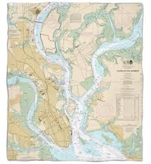 Sc Charleston Sc Nautical Chart Blanket