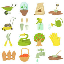 Gardener Tools Icons Set Cartoon Style