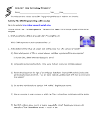 The worksheet provides the information that a dna analyst needs to conduct accurate testing so why is the dna fingerprinting worksheet answer key so important? Dna Tech Webquest