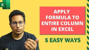 Firstly, select the whole column and enter the formula to the first cell ie. Apply Formula To An Entire Column In Excel 5 Easy Ways Youtube