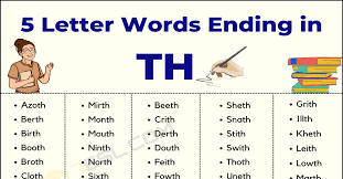 5 letter words ending in th 7esl