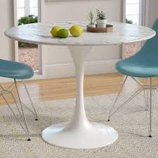 Lux Faux Marble Table In White Stone