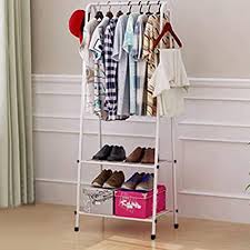 10 best clothes hangers of may 2021. Quieting Clothes Rail Rack Garment Dress Hanging Coat Hat Display Stand Shoe Rack Storage Shelf White Amazon Co Uk Kitchen Home