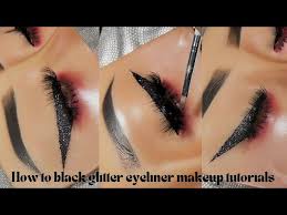 black glitter eyeliner makeup tutorials
