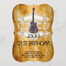 guitar 21st birthday invitations
