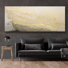 Gold Marble Panoramic Canvas Print