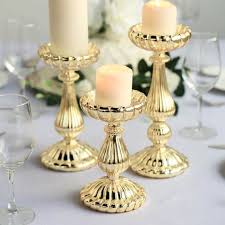 Mercury Glass Gold Pillar Candle