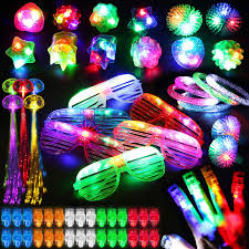 Amazon Com 78pcs Led Light Up Toy Party Favors Glow In The Dark Party Supplies Bulk For Adult Kids Birthday Halloween With 50 Finger Light 12 Jelly Ring 6 Flashing Glasses 5 Bracelet 5
