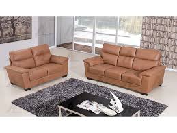 Dark Tan Genuine Leather Sofa Set