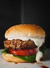 beef burgers with feta and tomato