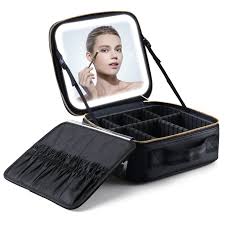 travel makeup case with lighted mirror
