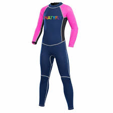 Natyfly Neoprene Wetsuits For Kids Boys Girls Back Zipper One Piece Swimsuit Uv