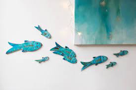 Set Of 10 Ceramic Fish Fish Wall Art