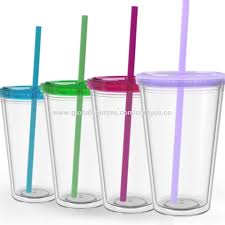 Double Wall Frosted Plastic Straw Cup