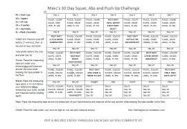 Marcs 30 Day Squat Abs And Push Up Challenge Hemingway Run