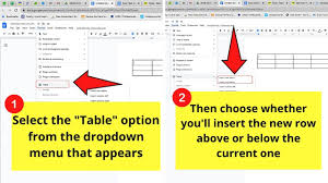 edit rows in a table in google docs