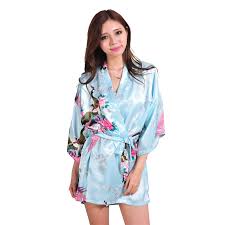 New Light Blue Women Bathrobes Japanese Yukata Kimono Satin Silk Vintage Robe Sleepwear Plus Size S Xxxl 14 Colors Nightgowns Robe Sleepwear Women Bathrobekimono Satin Aliexpress