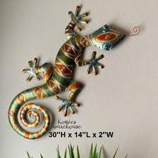 large gecko lizard wall art metal