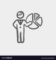 Businessman Pointing At Pie Chart Sketch Icon