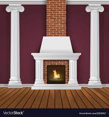 classic interior wall with fireplace